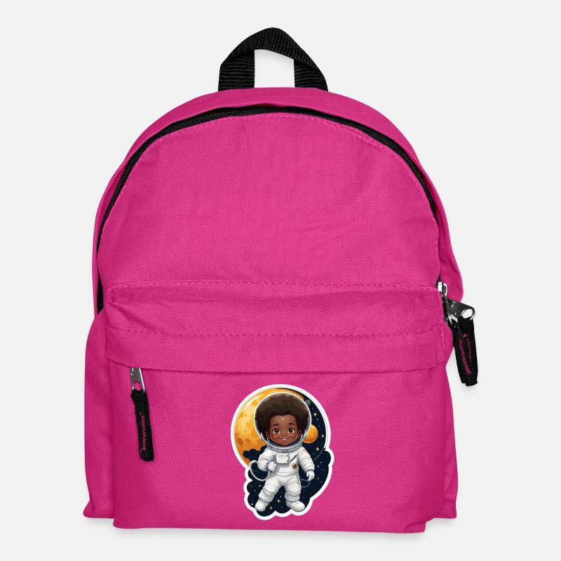 Kinder astronaut mit Mondhintergrund - Kinder Rucksack - Fuchsia