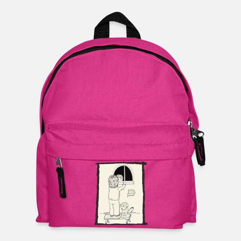 Hunde & Kinder & Bälle Tintenversion - Kinder Rucksack - Fuchsia