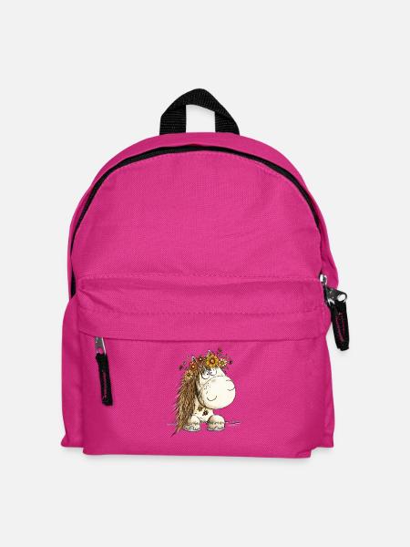Drolliges Pferd Blumenkranz Cartoon - Kinder Rucksack - Fuchsia