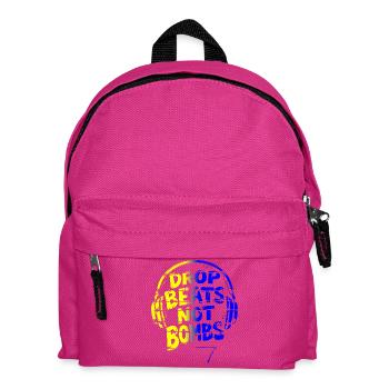 Drop Beats Not Bombs yellow blue - Kinder Rucksack - Fuchsia - Vorne