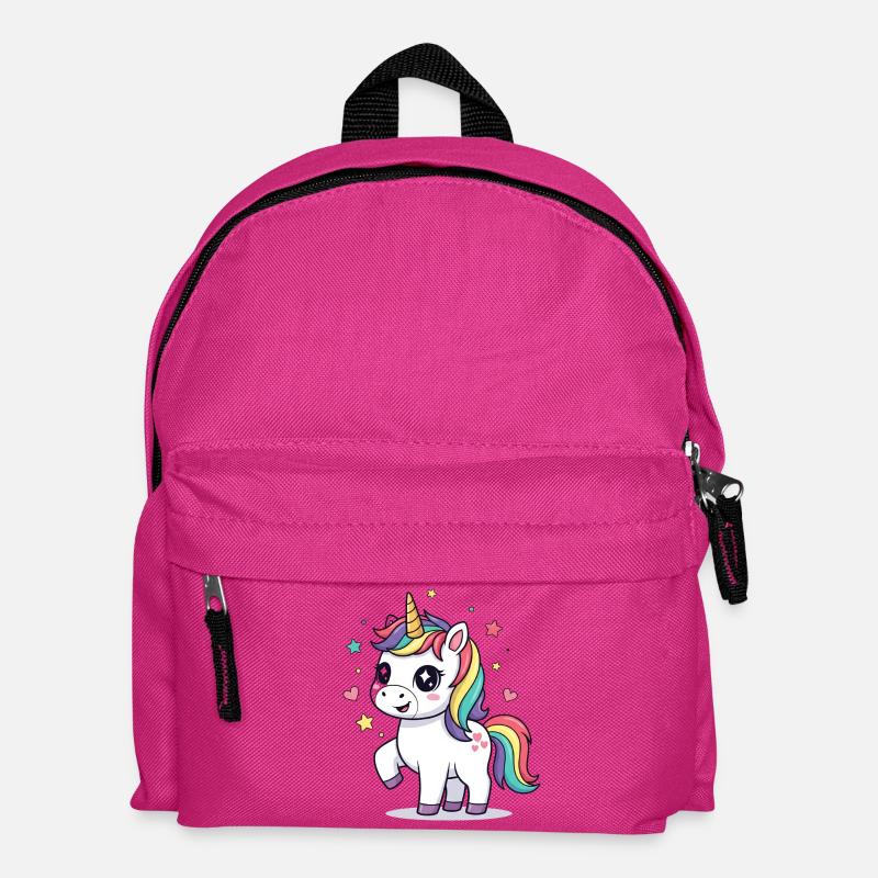 Verspieltes Einhorn mit Regenbogenmähne - Kinder Rucksack - Fuchsia
