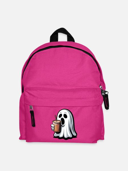 Ghost with pumpkin latte - Kids' Backpack - fuchsia