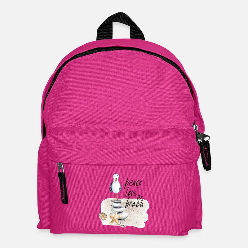 Strandvogel auf Steinstapel Wasserfarben - Kinder Rucksack - Fuchsia