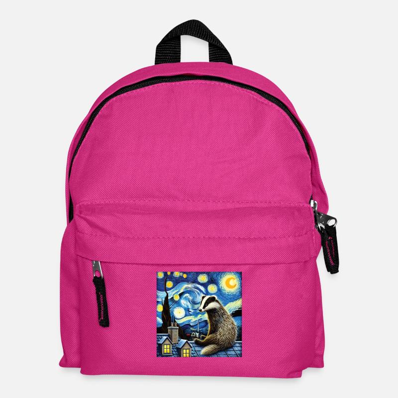Dachs auf Dach in Sternennacht - Kinder Rucksack - Fuchsia