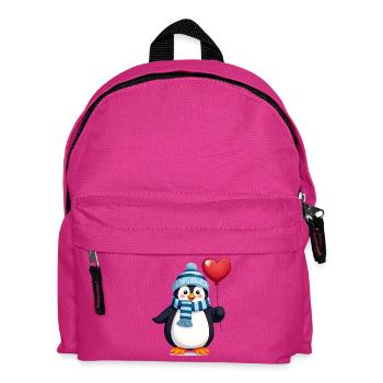 Süßer Pinguin mit Ballon - Kinder Rucksack - Fuchsia - Vorne