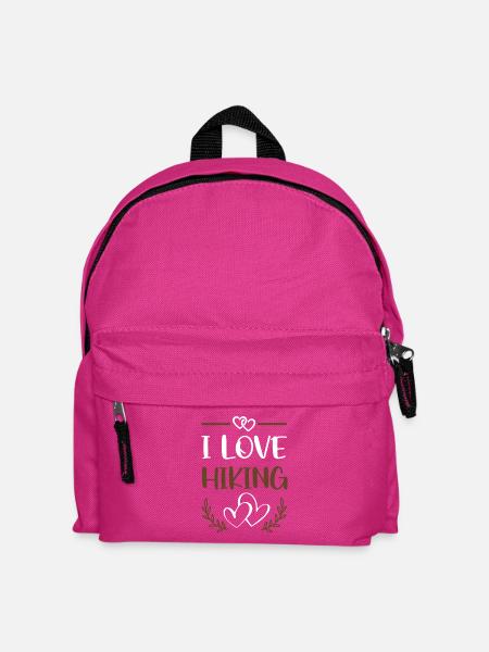 I Love Hiking Motiv mit Herzen - Kinder Rucksack - Fuchsia
