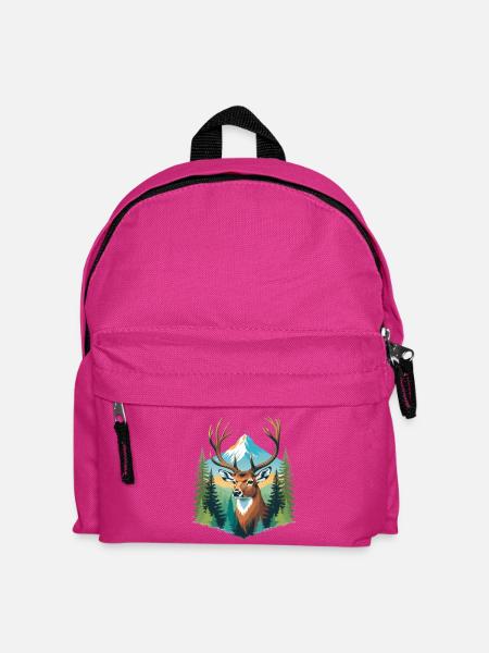 Hirsch im Bergwald - Kinder Rucksack - Fuchsia