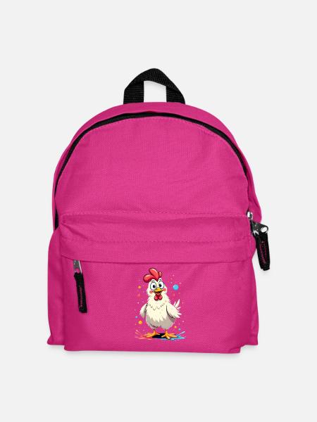 Kunterbuntes Huhn Motiv - Kinder Rucksack - Fuchsia