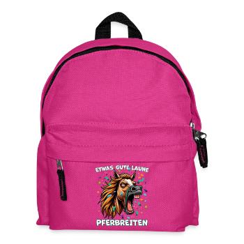 Gute Laune pferbreiten – lustiges Pferdemotiv - Kinder Rucksack - Fuchsia - Vorne
