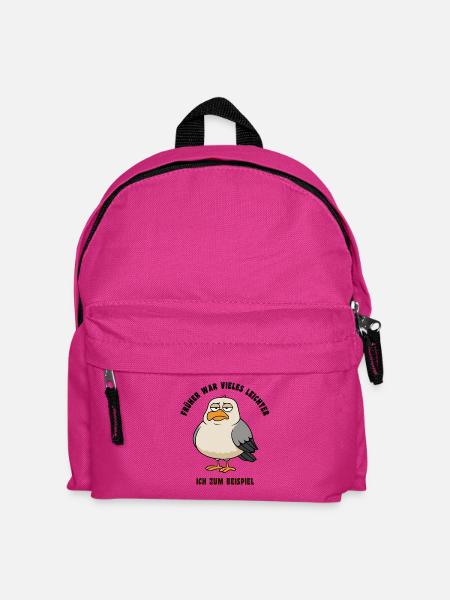 Früher war vieles leichter - Möwe Spruch - Kinder Rucksack - Fuchsia