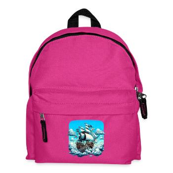 Pirate ship over a sea of clouds - Kids' Backpack - fuchsia - Front