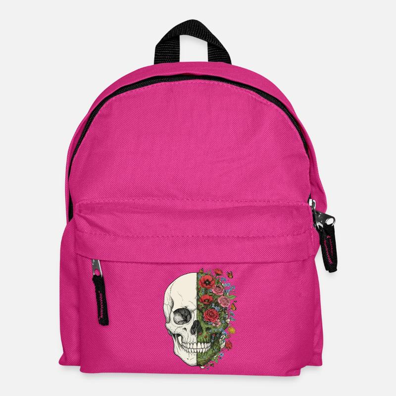 Skull Flowers Butterfly - Kids' Backpack - fuchsia