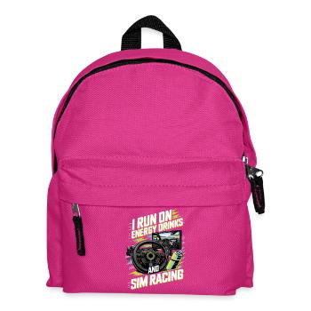 I make a living from energy drinks and sim racing - Kids' Backpack - fuchsia - Front