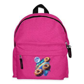 Kosmische Donuts über Regenbogenraum - Kinder Rucksack - Fuchsia - Vorne