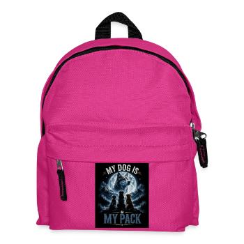 My Dog Is My Pack Hund Rudel Mond Dog Lover - Kinder Rucksack - Fuchsia - Vorne