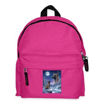 Howling to the Moon Meme Hund Belgian Malinois - Kinder Rucksack - Fuchsia - Vorne