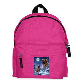 Howling to the Moon Meme Hund Leonberger - Kinder Rucksack - Fuchsia - Vorne