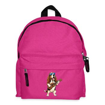 Basset Hound Playing Guitar - Music Dog Dad - Kids' Backpack - fuchsia - Front