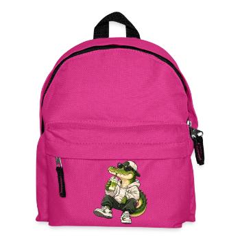 Krokodil mit Matcha Latte - Kinder Rucksack - Fuchsia - Vorne