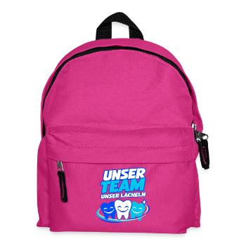 Unser Team Unser Lächeln – Zahnarztpraxis - Kinder Rucksack - Fuchsia - Vorne