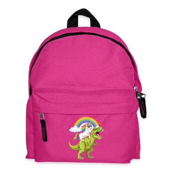 Einhorn reitet auf T-Rex unter Regenbogen - Kinder Rucksack - Fuchsia - Vorne