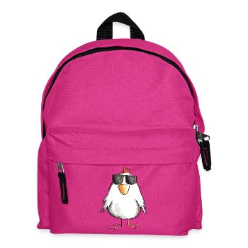 Huhn mit cooler Sonnenbrille - Hahn - Gockel - Kinder Rucksack - Fuchsia - Vorne