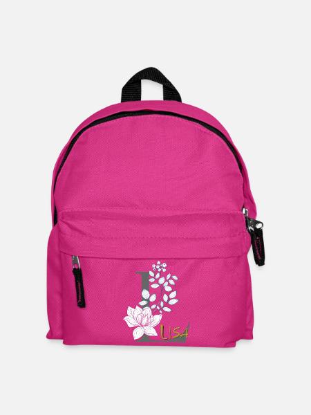 Buchstabe Initiale Lisa - Kinder Rucksack - Fuchsia
