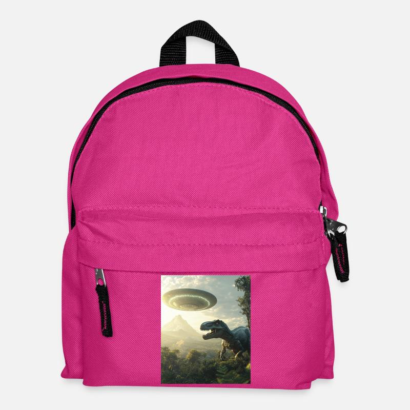 T-Rex Selfie mit UFO - Kinder Rucksack - Fuchsia