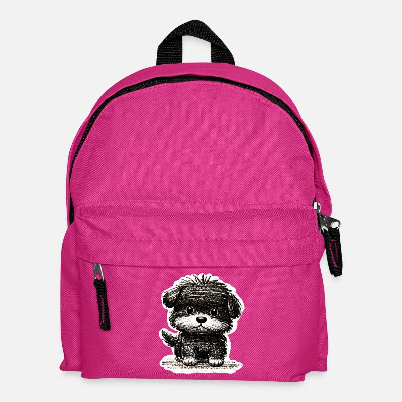 Fuzzy Puppy (Grey) - Kids' Backpack - fuchsia