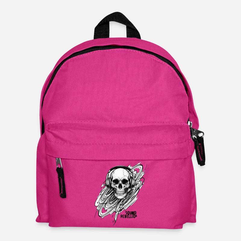 skull_headphones_upscaled_-1- - Kids' Backpack - fuchsia