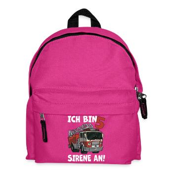 5 Geburtstag Feuerwehr Sirene Feuerwehrauto Motiv - Kinder Rucksack - Fuchsia - Vorne