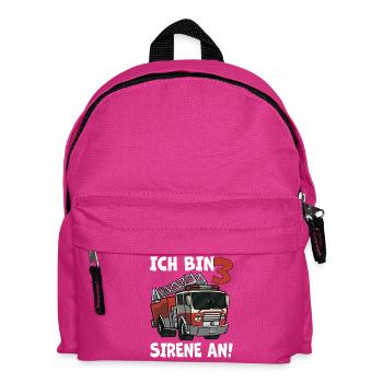 3 Geburtstag Feuerwehr Sirene Feuerwehrauto Motiv - Kinder Rucksack - Fuchsia - Vorne