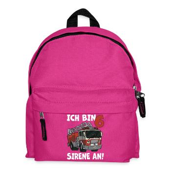 6 Geburtstag Feuerwehr Sirene Feuerwehrauto Motiv - Kinder Rucksack - Fuchsia - Vorne