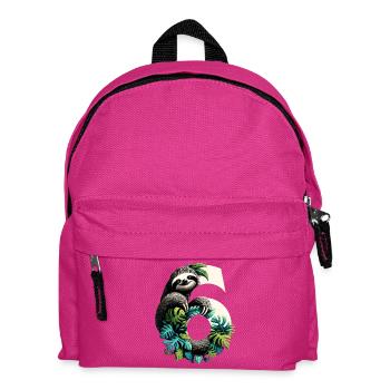6 Jahre Faultier 6. Geburtstag Geschenk - Kinder Rucksack - Fuchsia - Vorne