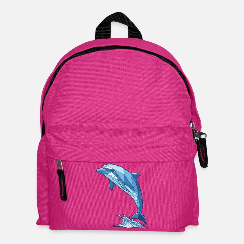 Geometrischer Delfin in Blau - Kinder Rucksack - Fuchsia