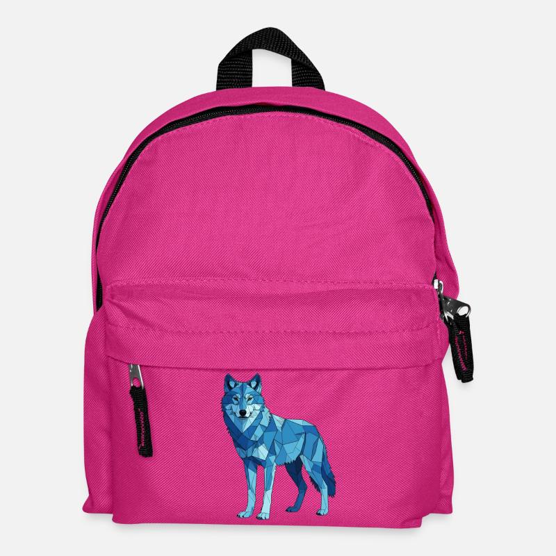 Blauer Polygonwolf - Kinder Rucksack - Fuchsia