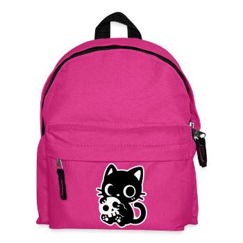 Süße Gruselkatze mit Totenkopf | Kawaii Spooky Mot - Kinder Rucksack - Fuchsia - Vorne