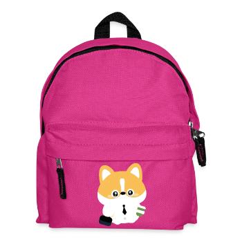 Corgi en cravate avec tasse de café - Sac à dos Enfant - fuchsia - Devant