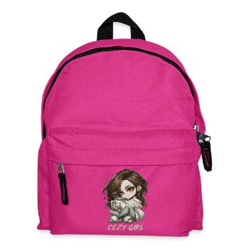 Cozy Girl Chibi Cocoa Winter Gift - Kids' Backpack - fuchsia - Front