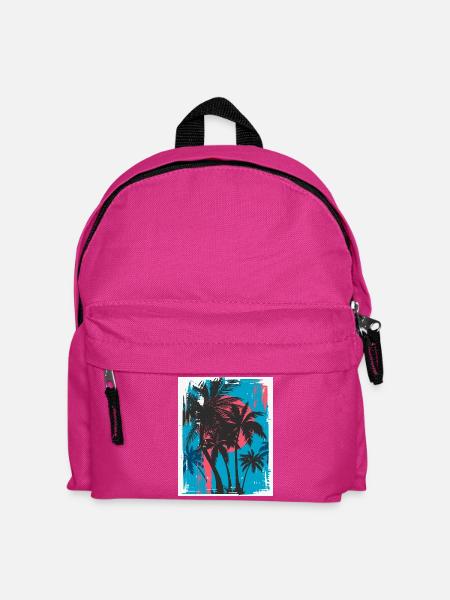 Palmen im Neon-Sonnenuntergang - Kinder Rucksack - Fuchsia