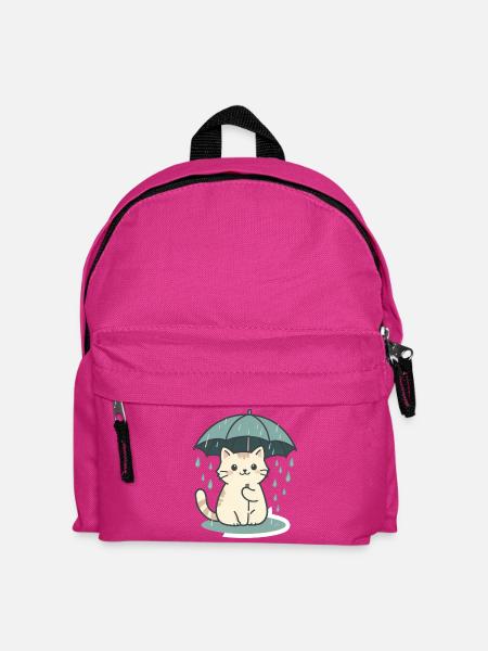 Umbrella Cat – Cosy Rain Day - Kinder Rucksack - Fuchsia