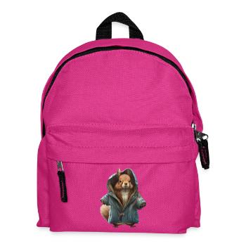 Design with a squirrel wearing a jacket - Kids' Backpack - fuchsia - Front