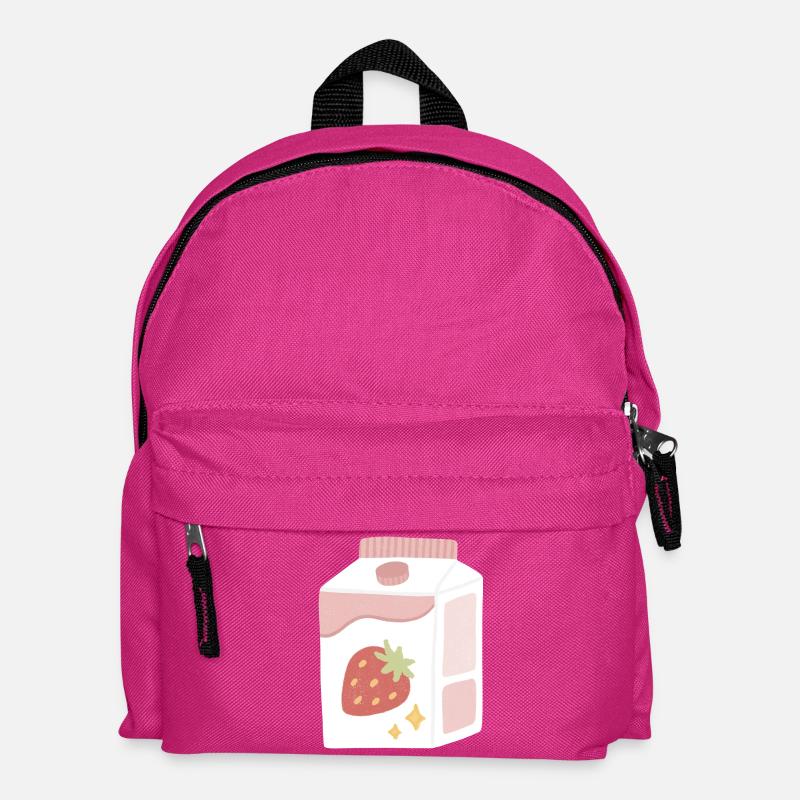 Erdbeer-Milch-Box-Illustration - Kinder Rucksack - Fuchsia