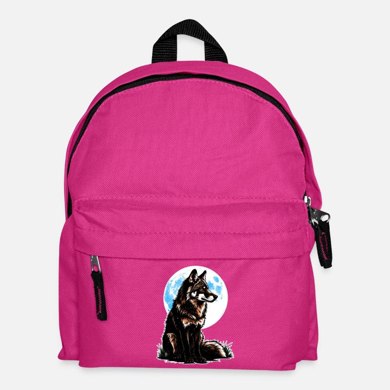 Ein Wolf vor einem blauen Mond - Kinder Rucksack - Fuchsia