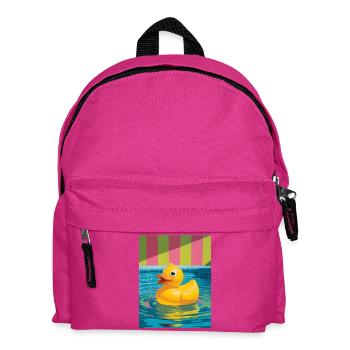 Kunterbunte Gummi-Ente im Pool - Kinder Rucksack - Fuchsia - Vorne