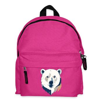 Polarbär Eisbär Kopf Zeichnung Kopfdesign Motiv - Kinder Rucksack - Fuchsia - Vorne