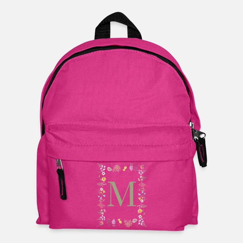 Initiale M Blumen Monogramm - Kinder Rucksack - Fuchsia
