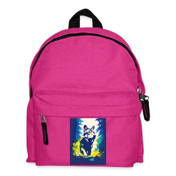 Geometric wolf neon forest - Kids' Backpack - fuchsia - Front