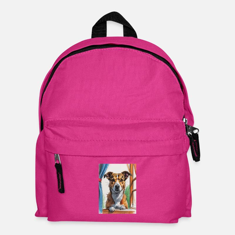 Dog from the Arty Window - Kids' Backpack - fuchsia