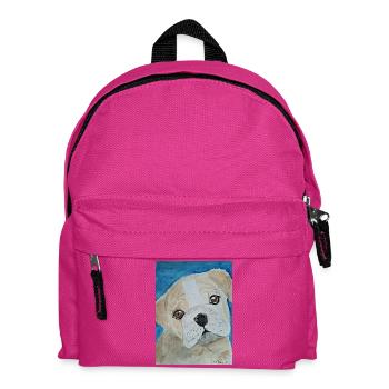 Bulldogge,  Aquarell,  Welpe  - Kinder Rucksack - Fuchsia - Vorne